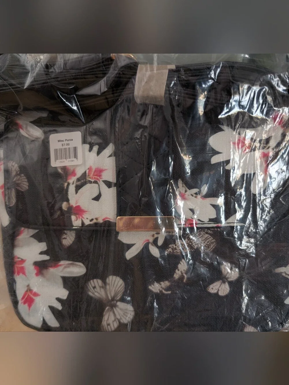Black Floral Butterfly Tote Crossbody Wallet Set